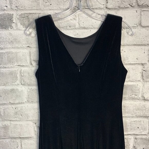 Vintage 90s Cleo Black Velvet Beaded Sleeveless Maxi Dress - Picture 6 of 15